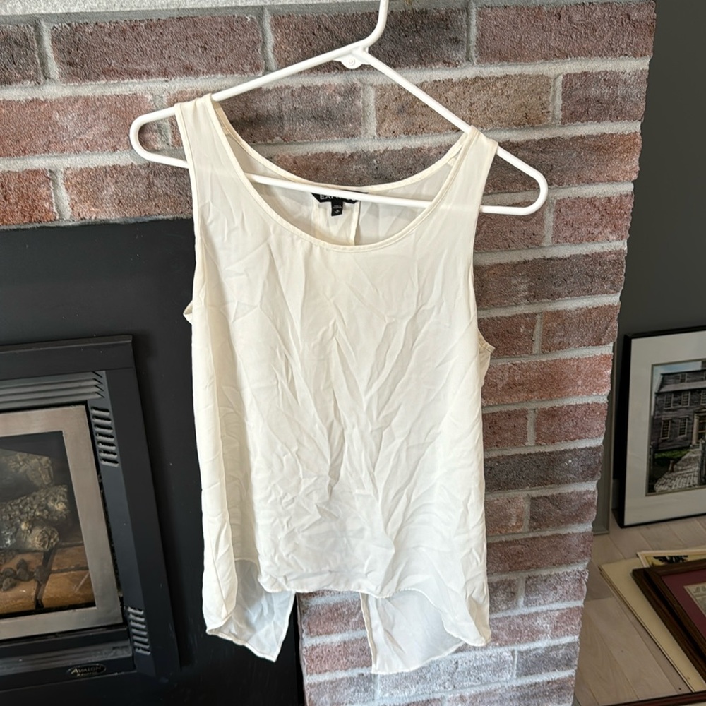 Medium express split back cream work tank top
